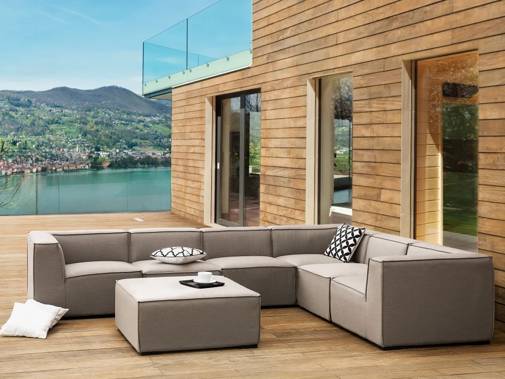 Hot Beliani 7-Istuttava Ulkokulmasohva Ja Rahi Kangas Vasenk. Beige Arezzo