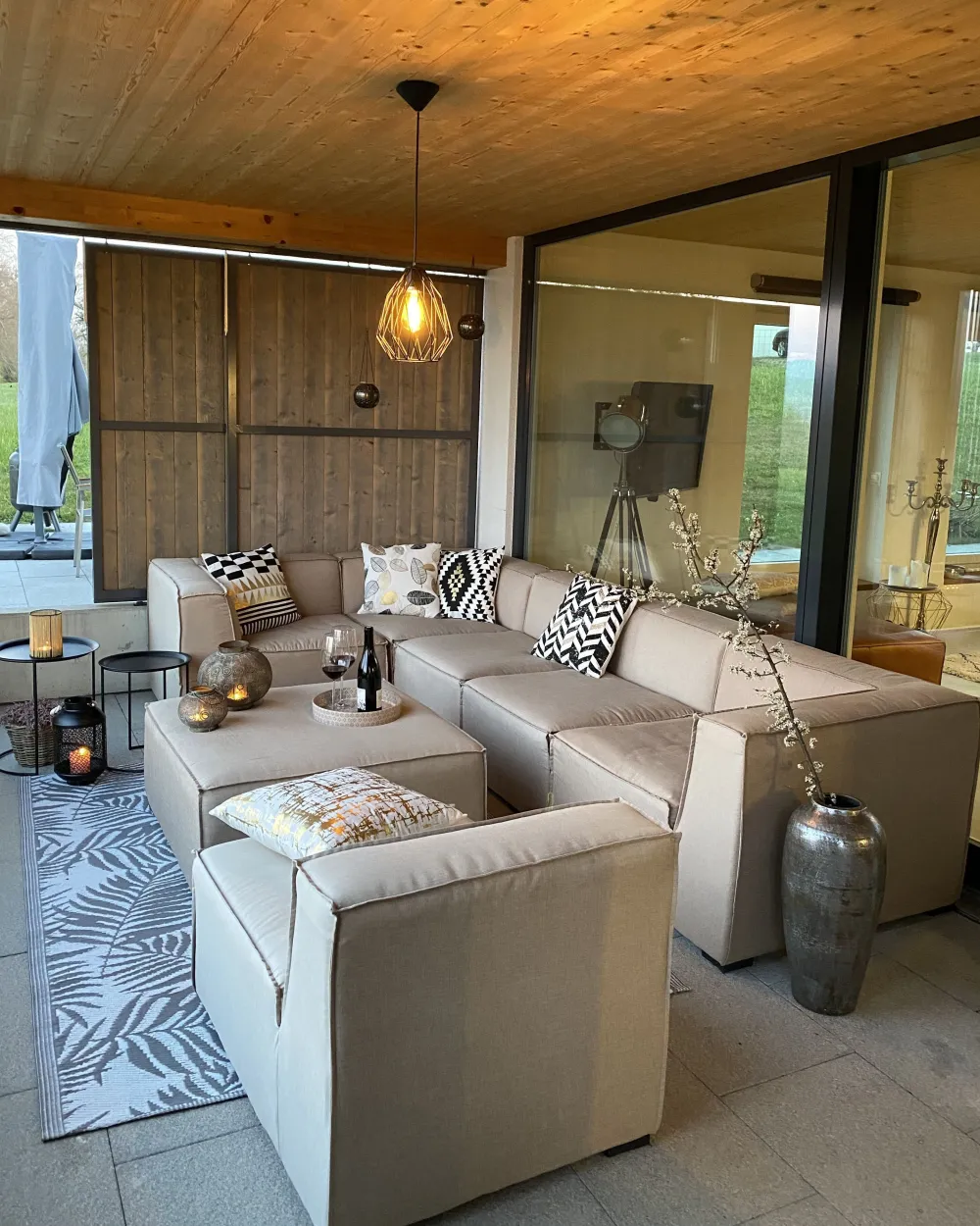 Hot Beliani 7-Istuttava Ulkokulmasohva Ja Rahi Kangas Vasenk. Beige Arezzo