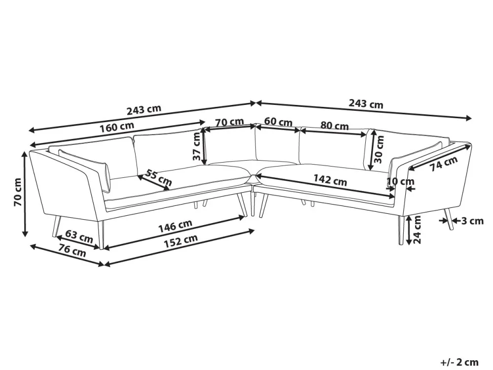 Ulkokalusteet<Beliani 5-Istuttava Ulkokulmasohva Kangas Harmaa Loretello