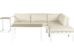 Cheap Beliani 5-Istuttava Ulkokulmasohvaryhma Alumiini Valkoinen/Beige Messina