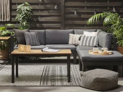 New Beliani 5-Istuttava Ulkokulmasohvaryhma Alumiini Musta/Harmaa Messina