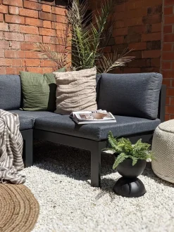 New Beliani 5-Istuttava Ulkokulmasohvaryhma Alumiini Musta/Harmaa Messina