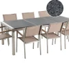 Ulkokalusteet<Beliani 8-Istuttava Ulkoruokailuryhma 3-Osainen Graniittitaso Tekstiilituolit Harmaa/Beige Grosseto