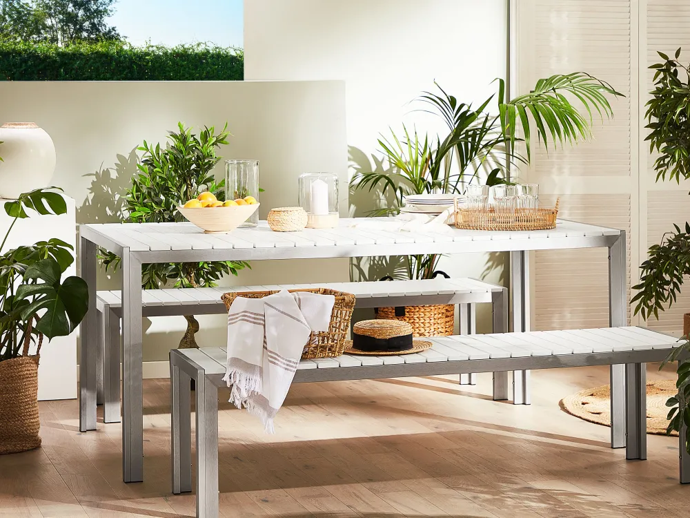 Ulkokalusteet<Beliani 6-Istuttava Ulkoruokailuryhma Alumiini Valkoinen Nardo