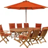 Ulkokalusteet<Beliani 8-Istuttava Ulkoruokailuryhma Aurinkovarjolla Akasiapuu Tummanpunainen Maui