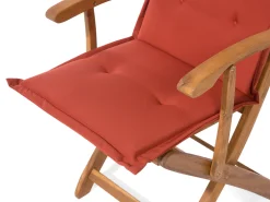 Ulkokalusteet<Beliani 8-Istuttava Ulkoruokailuryhma Aurinkovarjolla Akasiapuu Tummanpunainen Maui