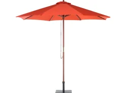 Ulkokalusteet<Beliani 8-Istuttava Ulkoruokailuryhma Aurinkovarjolla Akasiapuu Tummanpunainen Maui