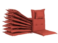 Ulkokalusteet<Beliani 8-Istuttava Ulkoruokailuryhma Aurinkovarjolla Akasiapuu Tummanpunainen Maui