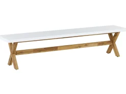 Ulkokalusteet<Beliani 8-Istuttava Ulkoruokailuryhma Penkeilla Ja Jakkaroilla Valkoinen Olbia