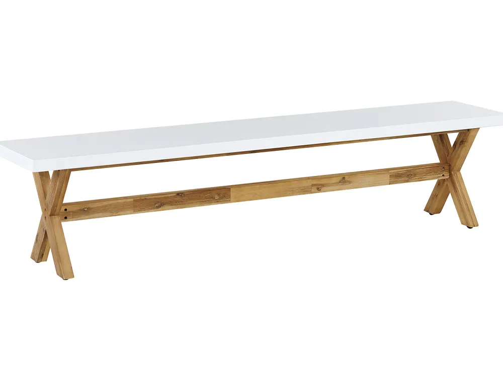 Ulkokalusteet<Beliani 8-Istuttava Ulkoruokailuryhma Penkeilla Ja Jakkaroilla Valkoinen Olbia