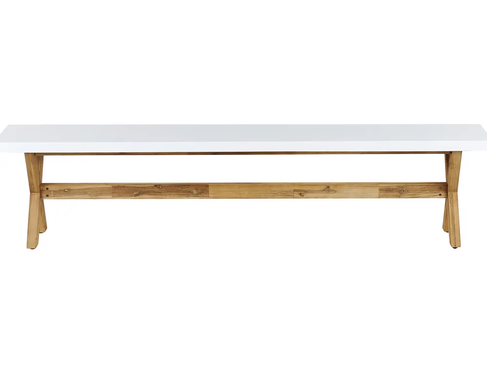 Ulkokalusteet<Beliani 8-Istuttava Ulkoruokailuryhma Penkeilla Ja Jakkaroilla Valkoinen Olbia