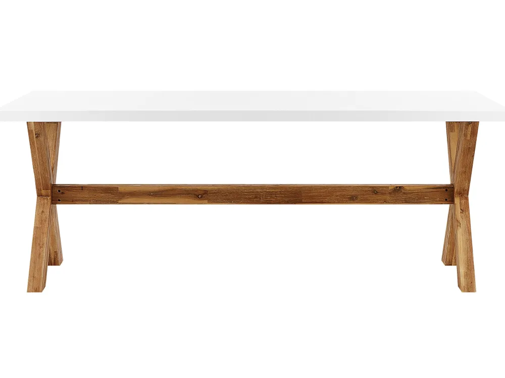 Ulkokalusteet<Beliani 8-Istuttava Ulkoruokailuryhma Penkeilla Ja Jakkaroilla Valkoinen Olbia