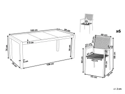 Ulkokalusteet<Beliani 6-Istuttava Ulkoruokailuryhma 3-Osainen Lasitaso Polyrottinkituolit Musta Grosseto