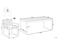 Hot Beliani 8-Istuttava Ulkoruokailuryhma Akaasia Vaalea Puu/Harmaa Sassari