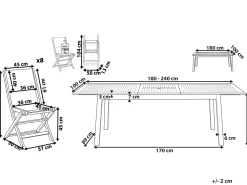 Best Beliani 8-Istuttava Ulkoruokailuryhma Akaasia Tumma Puu Cesana