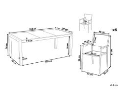 Ulkokalusteet<Beliani 6-Istuttava Ulkoruokailuryhma 3-Osainen Graniittitaso Tekstiilituolit Musta/Beige Grosseto