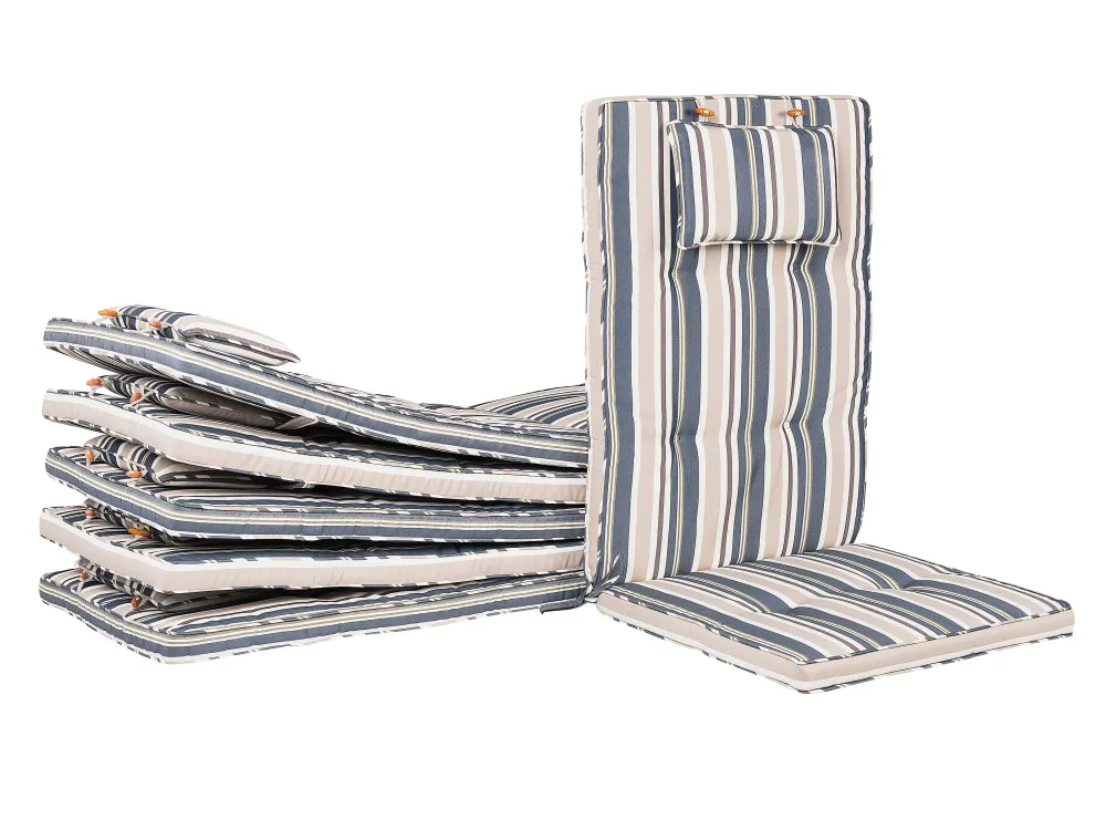 Ulkokalusteet<Beliani 8-Istuttava Ulkoruokailuryhma Akasiapuu Beige/Sininen Maui