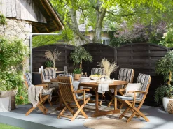 Ulkokalusteet<Beliani 8-Istuttava Ulkoruokailuryhma Akasiapuu Beige/Sininen Maui