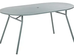 Ulkokalusteet<Beliani 4-Istuttava Ulkoruokailuryhma Aurinkovarjolla Teras Vaaleansininen Calvi