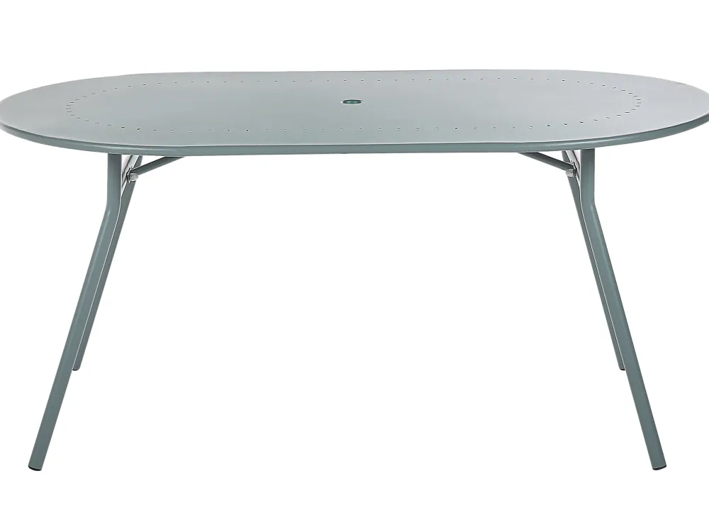 Ulkokalusteet<Beliani 4-Istuttava Ulkoruokailuryhma Aurinkovarjolla Teras Vaaleansininen Calvi