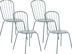 Ulkokalusteet<Beliani 4-Istuttava Ulkoruokailuryhma Aurinkovarjolla Teras Vaaleansininen Calvi