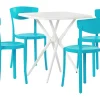 Ulkokalusteet<Beliani 4-Istuttava Ulkoruokailuryhma Muovi Turkoosi/Valkoinen Sersale/Vieste