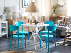 Ulkokalusteet<Beliani 4-Istuttava Ulkoruokailuryhma Muovi Turkoosi/Valkoinen Sersale/Vieste