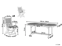 Sale Beliani 8-Istuttava Ulkoruokailuryhma Akasiapuu Vaalea Puu Maui