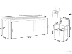 Online Beliani 6-Istuttava Ulkoruokailuryhma Eukalyptuspuutaso Tekstiilituolit Musta Grosseto