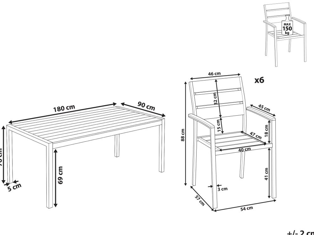 Ulkokalusteet<Beliani 6-Istuttava Ulkoruokailuryhma Alumiini Musta Vernio