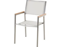 Cheap Beliani 8-Istuttava Ulkoruokailuryhma 3-Osainen Lasitaso Tekstiilituolit Valkoinen Grosseto