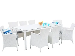 Cheap Beliani 8-Istuttava Ulkoruokailuryhma Polyrottinki Valkoinen Italy