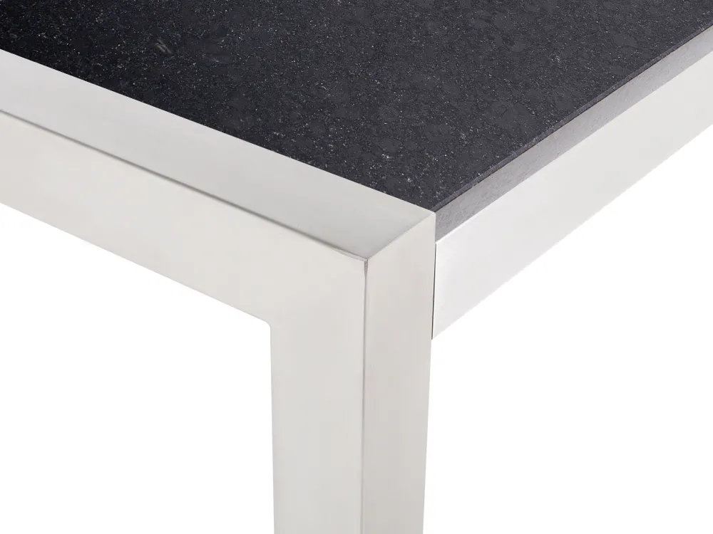 Store Beliani 6-Istuttava Ulkoruokailuryhma 3-Osainen Graniittitaso Tekstiilituolit Musta Grosseto