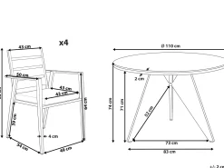 Fashion Beliani 4-Istuttava Ulkoruokailuryhma Alumiini Musta/Harmaa Olmetto/Taviano