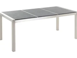 Best Beliani 6-Istuttava Ulkoruokailuryhma Poltettu Graniittitaso Tekstiilituolit Musta/Beige Grosseto