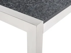 Best Beliani 6-Istuttava Ulkoruokailuryhma Poltettu Graniittitaso Tekstiilituolit Musta/Beige Grosseto