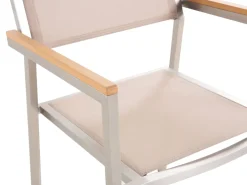 Best Beliani 6-Istuttava Ulkoruokailuryhma Poltettu Graniittitaso Tekstiilituolit Musta/Beige Grosseto