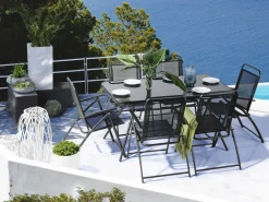 Shop Beliani 6-Istuttava Ulkoruokailuryhma Teras Musta Livo