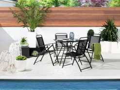 Shop Beliani 6-Istuttava Ulkoruokailuryhma Teras Musta Livo