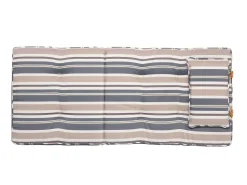 Cheap Beliani 8-Istuttava Ulkoruokailuryhma Aurinkovarjolla Akasiapuu Beige/Sininen Maui