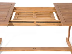 Outlet Beliani 6-Istuttava Ulkoruokailuryhma Aurinkovarjolla Vaalea Akasiapuu Maui