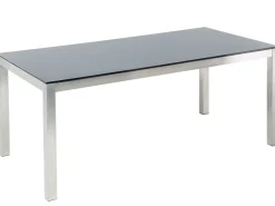 Ulkokalusteet<Beliani 6-Istuttava Ulkoruokailuryhma Lasitaso Tekstiilituolit Musta Grosseto