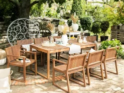 Outlet Beliani 8-Istuttava Ulkoruokailuryhma Akaasia Vaalea Puu Sassari