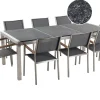 Ulkokalusteet<Beliani 8-Istuttava Ulkoruokailuryhma Poltettu Graniittitaso Tekstiilituolit Musta/Harmaa Grosseto