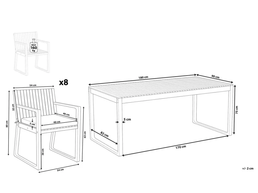 Ulkokalusteet<Beliani 8-Istuttava Ulkoruokailuryhma Akaasia Vaalea Puu/Sininen Sassari
