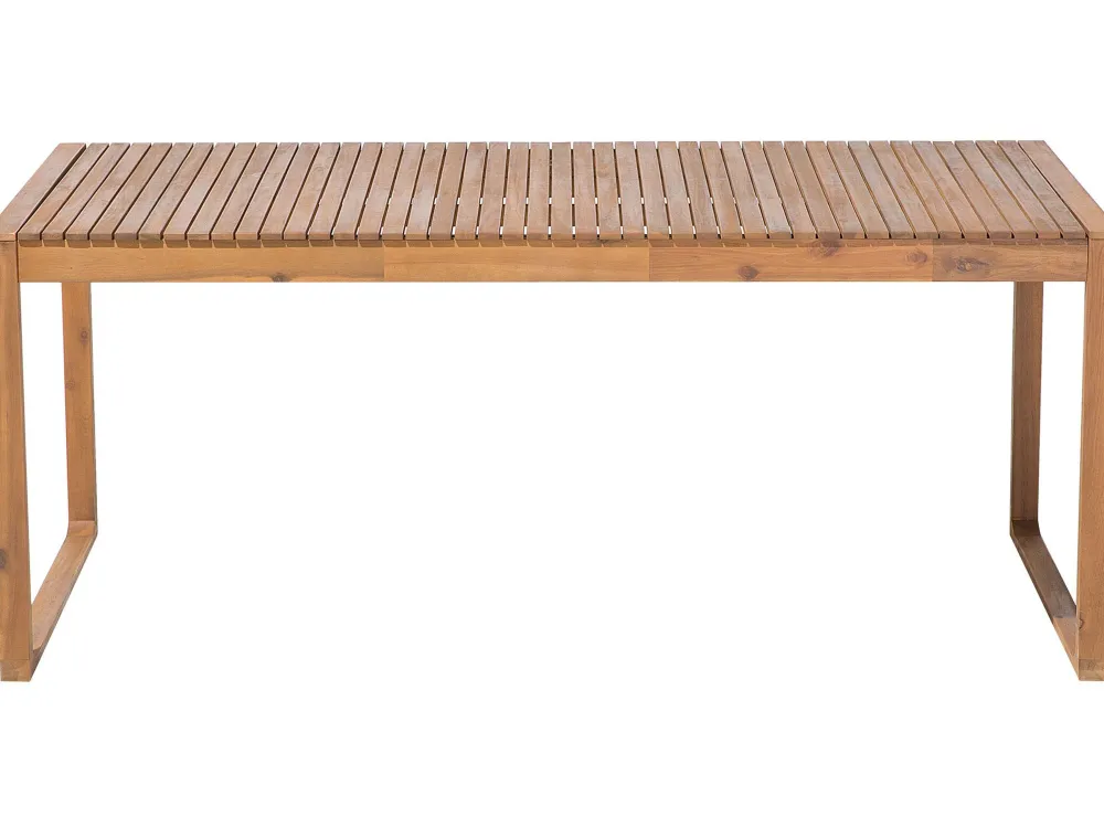 Ulkokalusteet<Beliani 8-Istuttava Ulkoruokailuryhma Akaasia Vaalea Puu/Sininen Sassari