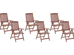 Ulkokalusteet<Beliani 6-Istuttava Ulkoruokailuryhma Aurinkovarjolla Tumma Akasiapuu Toscana