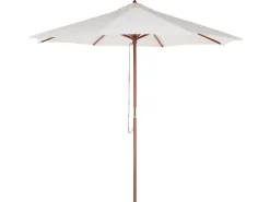 Fashion Beliani 6-Istuttava Ulkoruokailuryhma Aurinkovarjolla Vaalea Akasiapuu Java