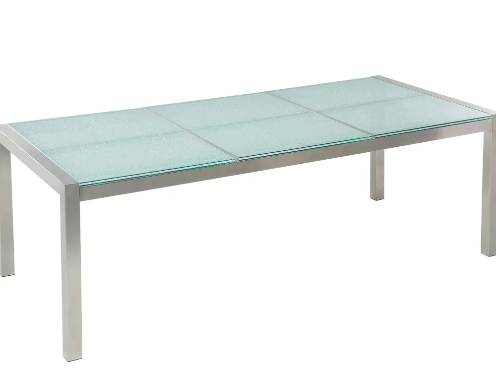 Ulkokalusteet<Beliani 8-Istuttava Ulkoruokailuryhma 3-Osainen Lasitaso Tekstiilituolit Beige Grosseto