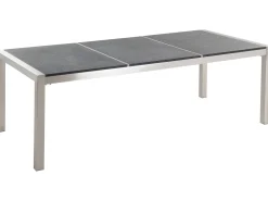 Ulkokalusteet<Beliani 8-Istuttava Ulkoruokailuryhma Poltettu Graniittitaso Ja Tekstiilituolit Musta Grosseto